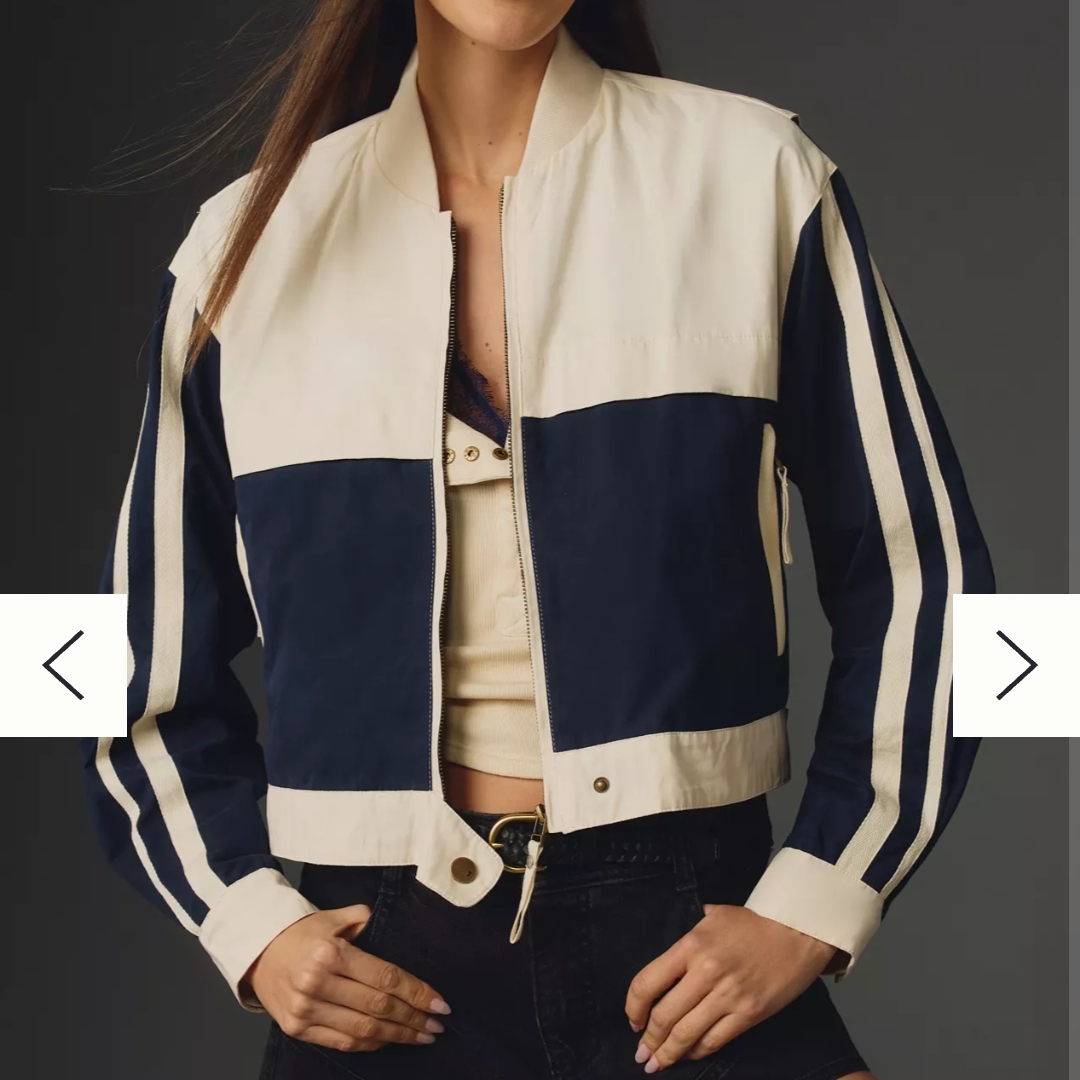 Pilcro Sporty Bomber Navy And Cream Jacket